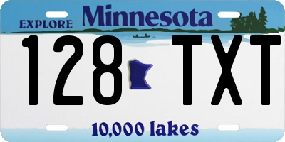MN license plate 128TXT