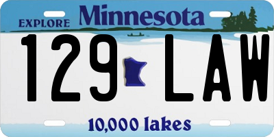 MN license plate 129LAW
