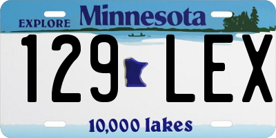 MN license plate 129LEX