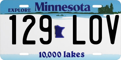 MN license plate 129LOV