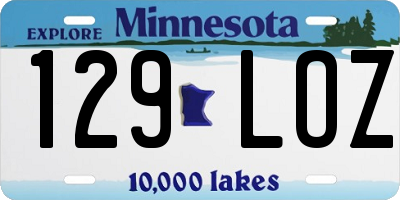 MN license plate 129LOZ