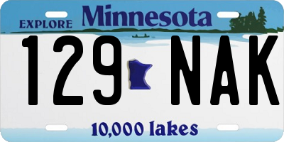 MN license plate 129NAK