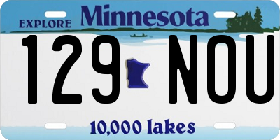 MN license plate 129NOU
