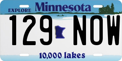 MN license plate 129NOW