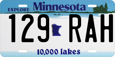 MN license plate 129RAH
