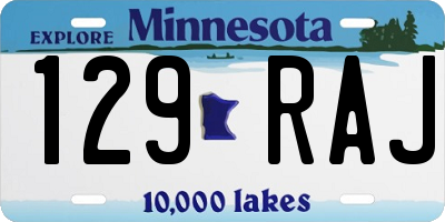 MN license plate 129RAJ