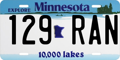MN license plate 129RAN