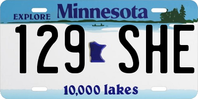 MN license plate 129SHE