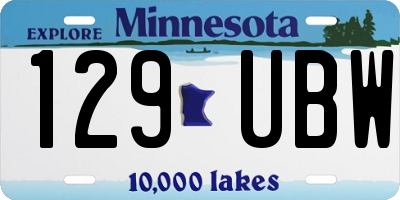 MN license plate 129UBW