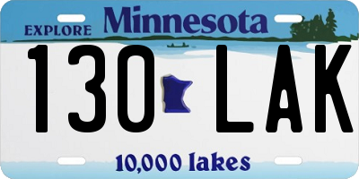 MN license plate 130LAK