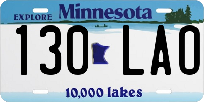 MN license plate 130LAO