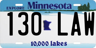 MN license plate 130LAW