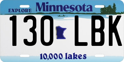 MN license plate 130LBK