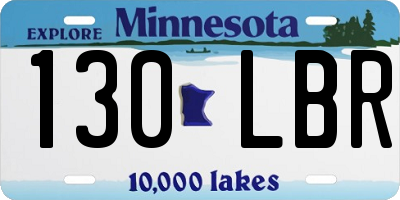 MN license plate 130LBR