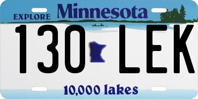 MN license plate 130LEK