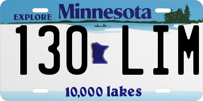 MN license plate 130LIM
