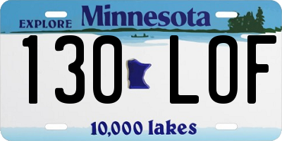 MN license plate 130LOF