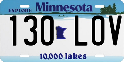 MN license plate 130LOV