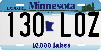 MN license plate 130LOZ