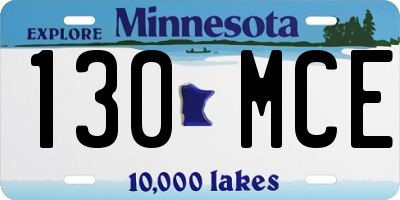 MN license plate 130MCE