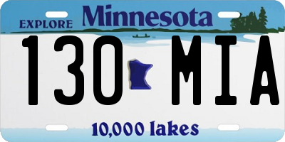 MN license plate 130MIA