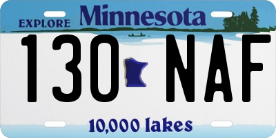 MN license plate 130NAF