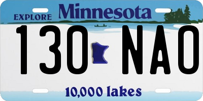 MN license plate 130NAO