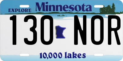 MN license plate 130NOR