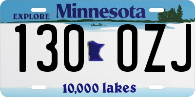 MN license plate 130OZJ