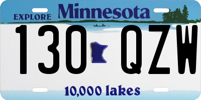 MN license plate 130QZW