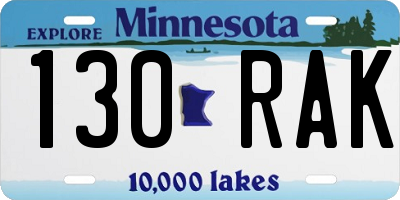 MN license plate 130RAK
