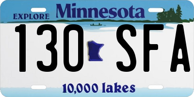 MN license plate 130SFA