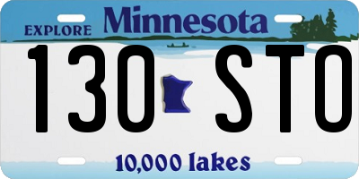 MN license plate 130STO