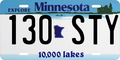 MN license plate 130STY
