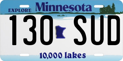 MN license plate 130SUD