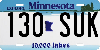 MN license plate 130SUK