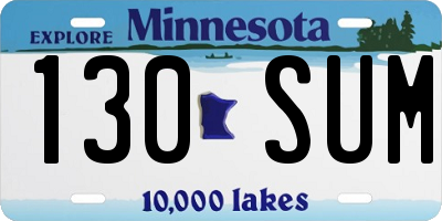 MN license plate 130SUM