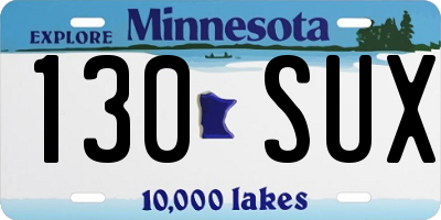 MN license plate 130SUX