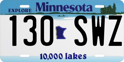 MN license plate 130SWZ