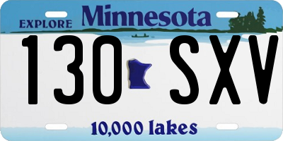 MN license plate 130SXV
