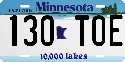 MN license plate 130TOE
