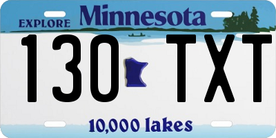 MN license plate 130TXT