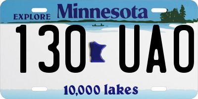 MN license plate 130UAO