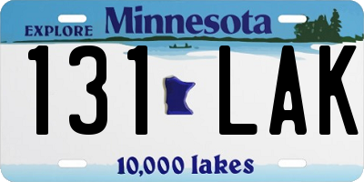 MN license plate 131LAK