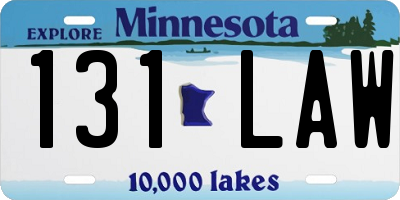 MN license plate 131LAW