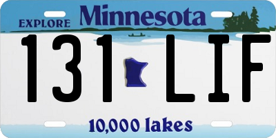 MN license plate 131LIF
