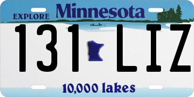 MN license plate 131LIZ