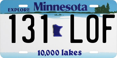 MN license plate 131LOF