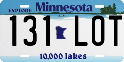 MN license plate 131LOT