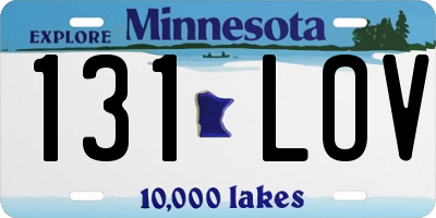 MN license plate 131LOV